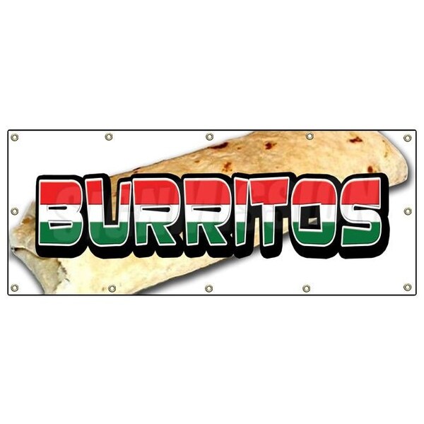 Burritos Banner Heavy Duty 13 Oz Vinyl with Grommets Single Sided